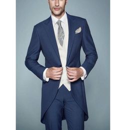 New Blue Groom men Tuxedos Man Suit Peaked Lapel Groomsman Men039s Wedding Suits Bridegroom suit jacketPantsvesttie9048656