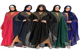 Siskakia Khimar Muslim Jilbab Dubai Arabian Abaya Kimono Islamic Clothing for women Fashion Rhinestone Beads kaftans Jubah New5627070