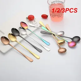 Coffee Scoops 1/2/3PCS Vacuum Plating Stainless Steel Spoon Long Handle Tea Spoons Kitchen Drinking Flatware Drop