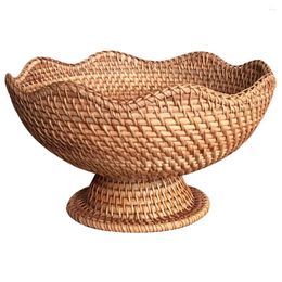 Plates Rattan Fruit Plate Woven Hamper Basket Key Sundries Manual Storage Baskets Holder Desktop Organiser Small