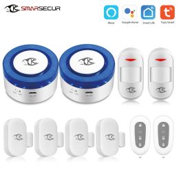 Kits SMARSECUR Tuya Smart Life Security Alarm WiFi Siren Door PIR Sensor