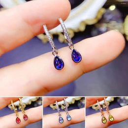 Stud Earrings FS 3 5 Natural Sapphire/Olivine/Tourmaline Fashion S925 Pure Silver Fine Wedding Jewellery For Women MeiBaPJ