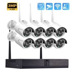 System Gadinan Wireless Face Detection CCTV System 8CH H.265 NVR with 3MP Outdoor Audio Camera IP Security WiFi Video Surveillance Kit