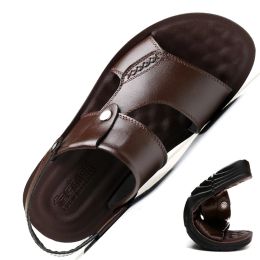 Sandals Fashion Genuine Leather Comfortable Walking Footwear Shoes Men Trending Summer Outdoor Leisure NonSlip Beach Sandals Slippers