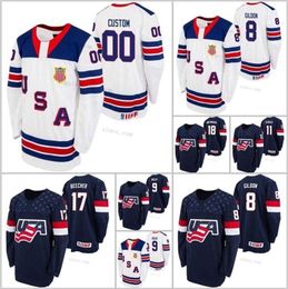 MThr 6 Jack Hughes Hockey Jersey USA U18 Team 19 Alex Turcotte Cam York Cole Colefield Fensore 2021 Biosteel All American Game Whi9651006