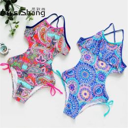 set 1114 Years Teenager Girl One Piece Swimsuit Print Child Girl Bathing Suits Monokini Bandage Children Swimwear Kids Swim Wear