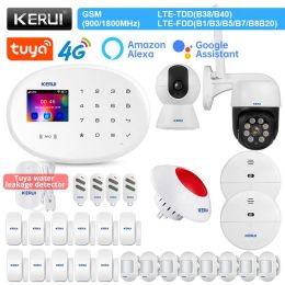 Tools Kerui W204 Alarm System 4g Wifi Gsm Alarm Tuya Smart House Support Alexa Motion Sensor Door Sensor Siren Rfi Tag