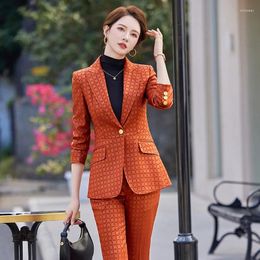 Women's Two Piece Pants High Quality Fabric Business Suits Formal Professional Career Interview Pantsuits Blazers Feminino Ladies Work Wear