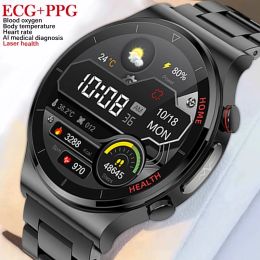 Watches ECG+PPG Smart Watch Men Laser Treatment 24hour Body Temperature Heart Rate Blood Pressure IP68 Waterproof Smartwatch For Xiaomi