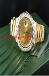 Luxury Wristwatch Amazing Mens 2 II 18k 41MM Yellow Gold Diamond Watch Automatic Mens Watch Men039s Watches Top Quality1021864