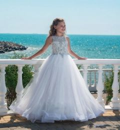 Dresses Halter Ball Gown Sequins Tulle Cute Beautiful Floor Length Wedding Dresses Flower Girl Dresses Pageant Dress