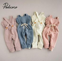Born Baby Girl Boy Backless Striped Ruffle Romper Overalls Jumpsuit Clothes Clothing Toddler Costume Jumpsuits9588556
