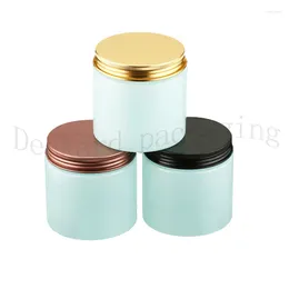 Storage Bottles 20pcs 200g Empty Blue Frosted Face Cream Cosmetic Jar PET Conatiner Gold Black Screw Lid Hand Cosmetics Packaging