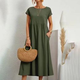 Summer Casual Casual Abiti di biancheria lunghi sciolti per donne Solid Pretty Womens Maxi Abito Maxi Abiti femminili Midi 240319