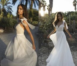 Dresses 2018 Asaf Dadush Boho Wedding Dresses Backless Spaghetti Lace Applique Beaded Pearls Beach Bridal Dress Cheap Wedding Gowns Plus S