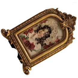 Frames Vintage Gold Frame Small Picture Display Desk Resin Po Lovers Wall And Tabletop