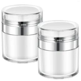 Storage Bottles 2 Pcs Press Cream Jar Press-type Container Travel Liquid Dispenser Airless Lotion Bottle Pp Pump Cosmetics Makeup Containers