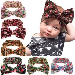 Baby Girls Bohemia Headbands Bows Kids Floral Bowknot Headband Big Bows Head bands for Newborn Children Cotton Hair Accessories KH7736236