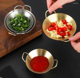 Bowls 304 Korean Double Ear Stainless Steel Dipping Plate Pot Shop Seasoning Tomato And French Fries Sauce