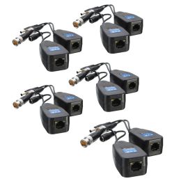 System 5 Pairs Cctv Coax Bnc Video Power Balun Transceiver to Cat5e 6 Rj45 Connector Hj55