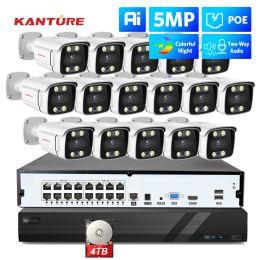 System KANTURE 16CH 5MP Security Camera System Ai Two Way Audio waterproof POE IP Camera Colour Night Vision CCTV Video Surveillance kit