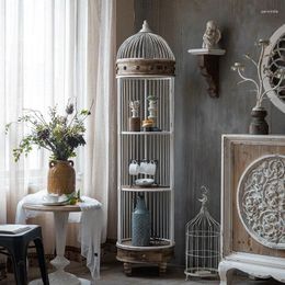 Kitchen Storage Creative Nordic Racks Retro Iron Bird Cage Multi-layer Against The Wall Compartment Floor-standing Rack