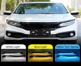 2PCS Car Headlight Eyebrow Dynamic Yellow Turn Signal DRL LED Daytime Running Light For Honda Civic 2016 2017 2018 2019 20204805623