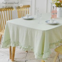 Table Cloth Pure Cotton Desk Tea Dining Rectangular Green Pastoral Tablecloth