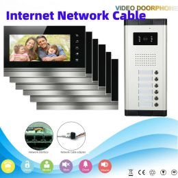 Doorbells Wired Network Cable Video Intercom 26 Units Home Security Doorphone Video Door Phone Twoway Audio Visual Doorbell System