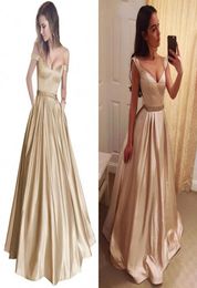 2018 Elegant Champagne Gold Ball Gown Prom Dresses Off Shoulder Crystal Beaded Sash Satin Floor Length Dark Red Backless Evening D7390341