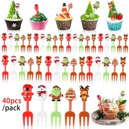 Forks Picks Children's Reusable Fruit Kids Christmas Skewers Plastic For Bento Box Accessories Cake Snack Party