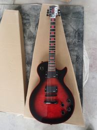 High quality red L P electric guitar, red LOGO, red binding, body front flocculent maple veneer, in stock, fast delivery, support for customization