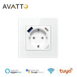 Doorbell Avatto Tuya Wifi Socket Eu Standard Smart Power Plug Outlet with Usb/typec Charge,app Remote Control with Alexa Google Home