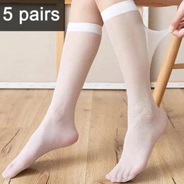 Women Socks Thin Knee See-through Transparent Elastic Ladies Summer Stockings Girls Breathable Lolita JK Cute Nylon Long