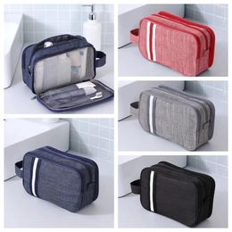 Cosmetic Bags Wet Dry Separation Nylon Makeup Bag Stripe Large Capacity Travel Wash Organiser Korean Style Portable