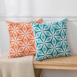 Pillow Orange Blue Floral Cover 45x45cm Embroidery Home Decoration For Living Room Bed Sofa Chair