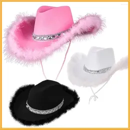 Berets Women Funny Cowboy Accessory Performance Costume Party Cowgirl Hat Sequin Hats Bachelorette