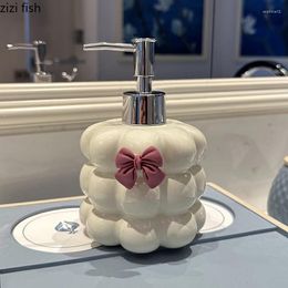 Liquid Soap Dispenser Bowknot Decorative Ceramic Lotion Bottle High Beauty Hand Shower Gel Shampoo Bathroom Supplies