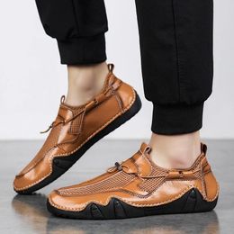 Casual Shoes Plus Size 38-46 Handmade Leather Men Shoe Loafers Soft Breathable Flats Men's Moccasins For Driving
