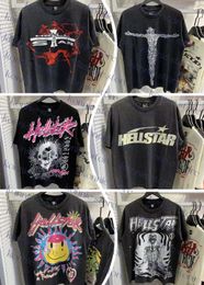 hellstar tshirt designer tshirts Street graffiti sweatpants Woman Clothing Clothes washed fabric Street graffiti Lettering Graphic Punk Rock graffiti Vintage