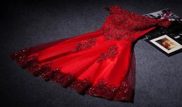 Princess Red Evening Dresses Elegant Off the Shoulder Bride Gown with Appliques Short Ball Prom Party HomecomingGraduation Formal3975420