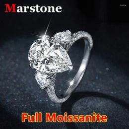 Cluster Rings Pear Full Moissanite Diamond Luxury Shaped Ring Wedding 925 Sterling Silver 18k White Gold Top Quality For Women 2024