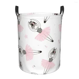Laundry Bags Waterproof Storage Bag Cute Ballerina Girl Household Dirty Basket Folding Bucket Clothes Organiser