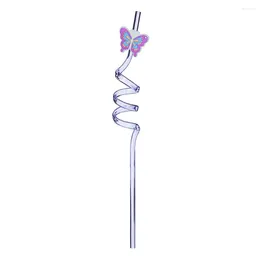 Drinking Straws Reusable Animal Bar Accessories Curved Straw Butterfly Plastic For Kids Birthday Party Decoration