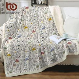 Blankets BeddingOutlet Colourful Wild Mushroom Sherpa Fleece Blanket Microfiber Super Soft Warm Throw For Sofa Bed Bedroom Decor