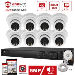 System Hikvision OEM 8CH 4K NVR Anpviz 5MP ColorVu IP Camera POE IP Security Customized System Kit Outdoor Color Night Vision H.265