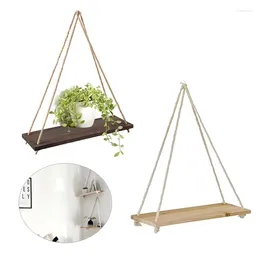 Kitchen Storage Wood Wall Shelf Swing Hanging Shelves Floating Display Flower Pot Tray Plant Holder Stand For Garden Decor
