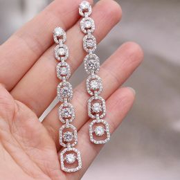 Sets Huitan Aesthetic Long Hanging Earrings for Women Sier Colour Fashion Engagement Wedding Ear Accessories 2022 New Jewellery