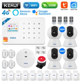 Kits KERUI W184 4G Alarm System Tuya Smart Wireless WIFI GSM Alarm Motion Sensor Detector Burglar Support Alexa&Google APP Control