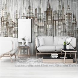 Wallpapers Milofi City Building Nordic Modern Minimalist Retro Vertical Stripe Texture Mural Background Wall